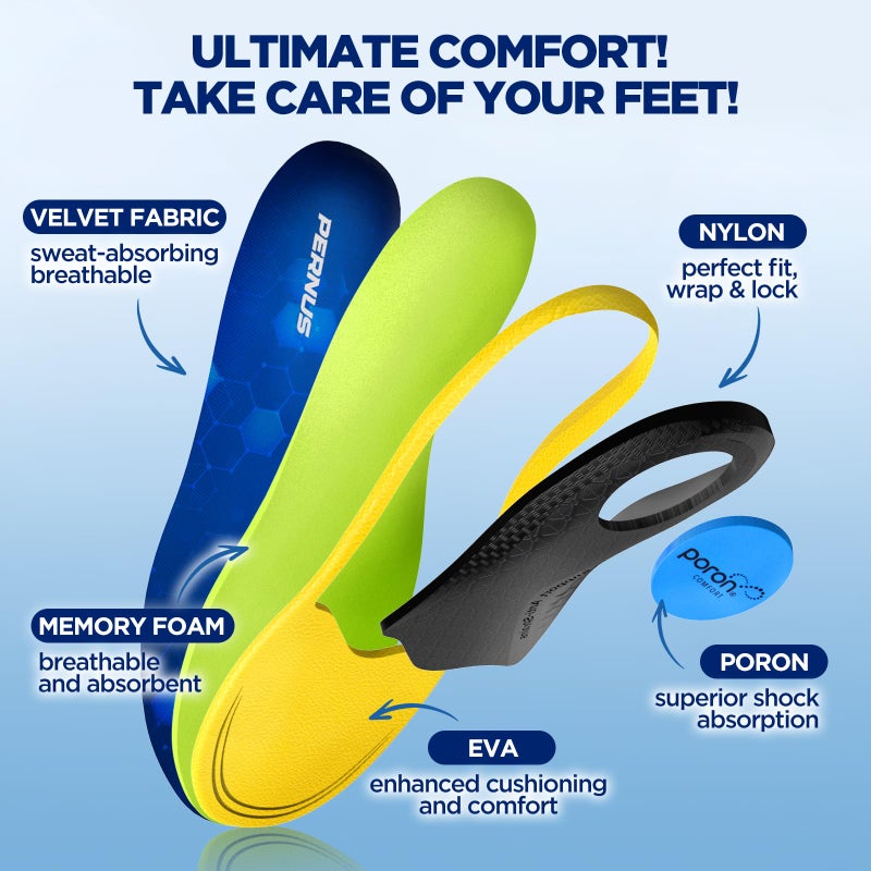 Pernus 240+lbs Plantar Fasciitis Relief Insoles Men  Comfort PORON Shoe Inserts for Women  Heavy Duty High Arch Support Inserts for Pain Relief Absorb Shock  Work Boot Orthotic Insoles Flat Feet & Pronation - Image 5